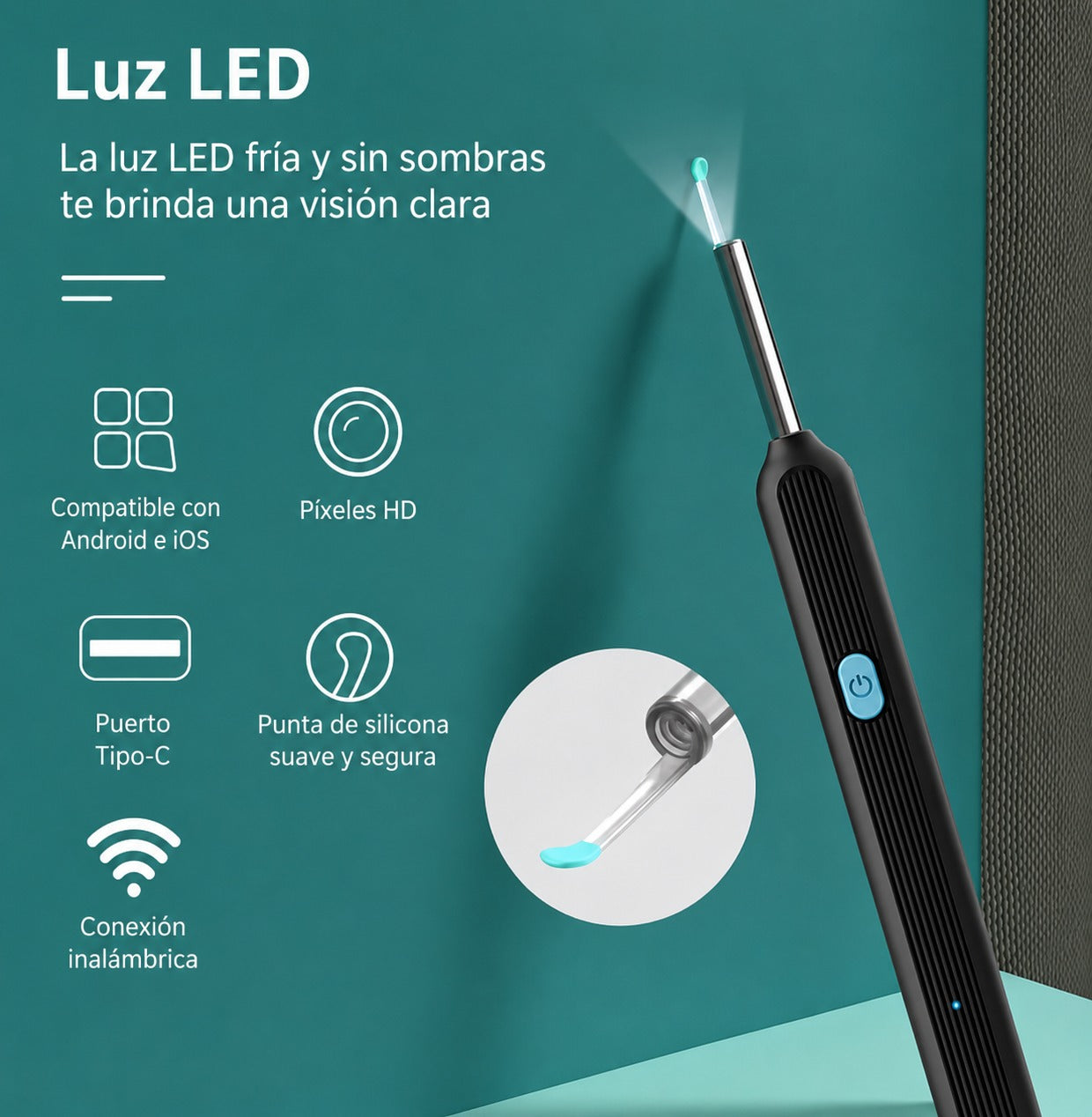 Otoscopio Limpiador Oidos Luz Camara Hd